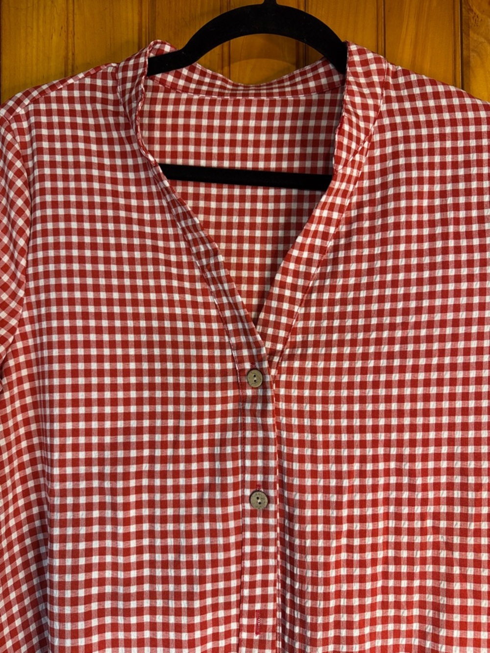 Kohl's Red and White Gingham Tiered Button-Front Midi Dress - Picture 2 of 7